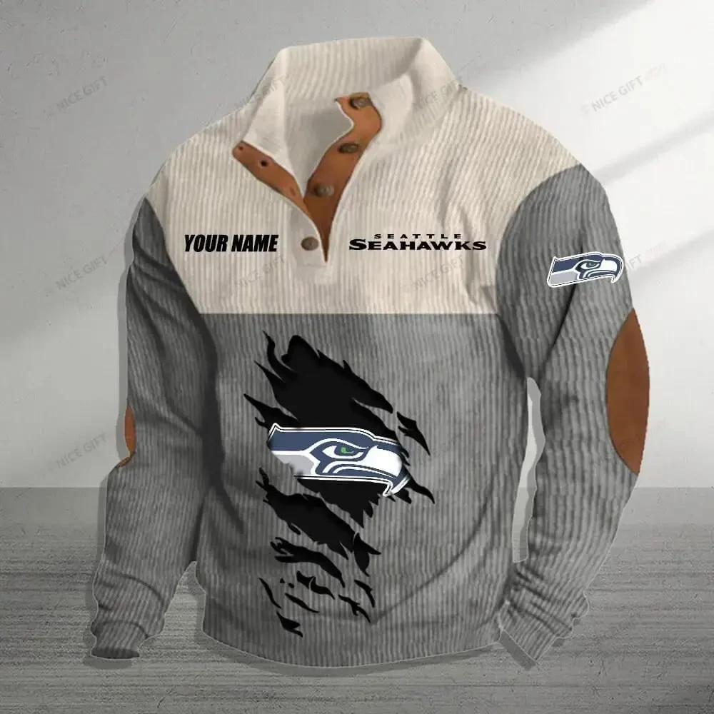 Seattle Seahawks Color Block Stand Collar Sweatshirt PBH09VU
