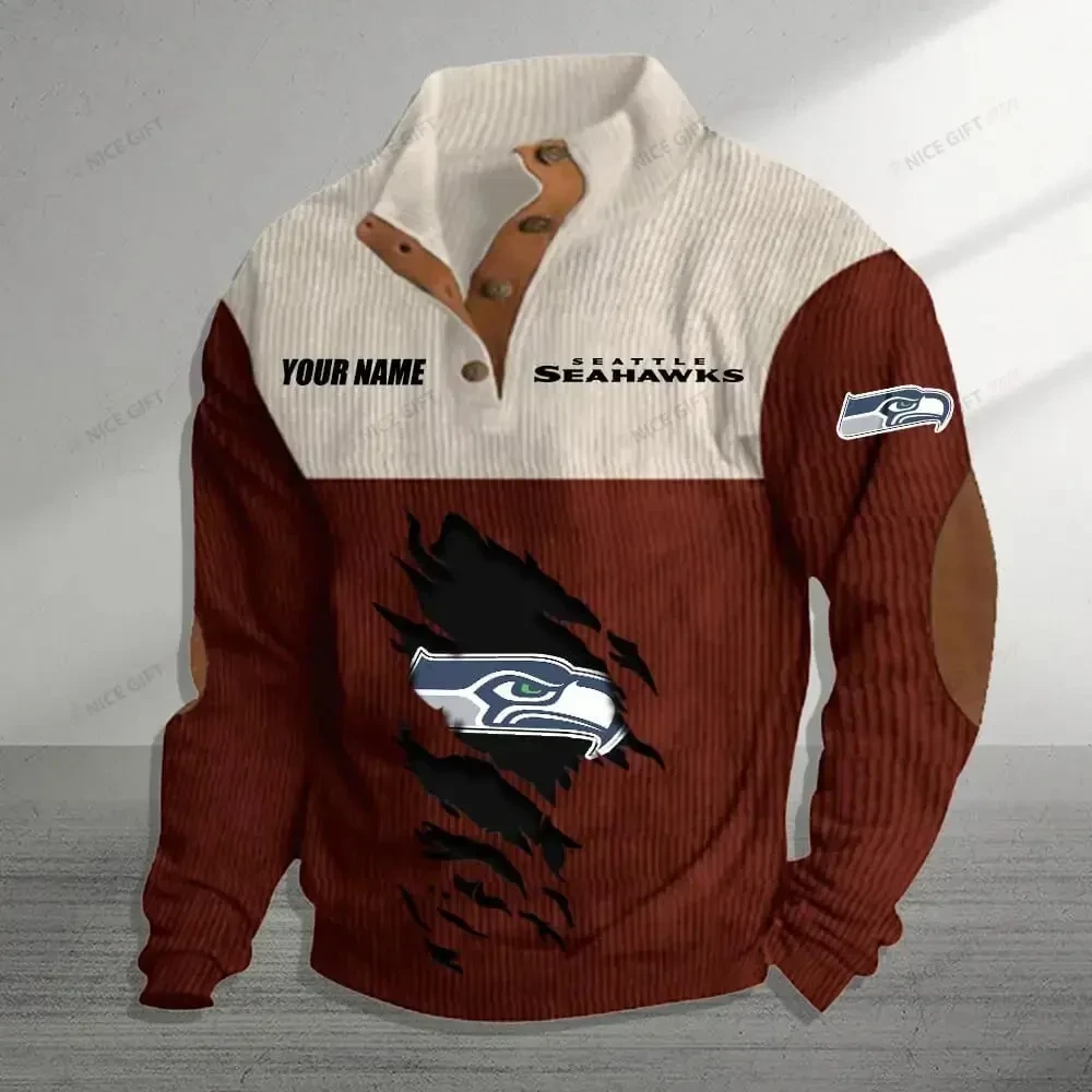 Seattle Seahawks Color Block Stand Collar Sweatshirt PBH09VU