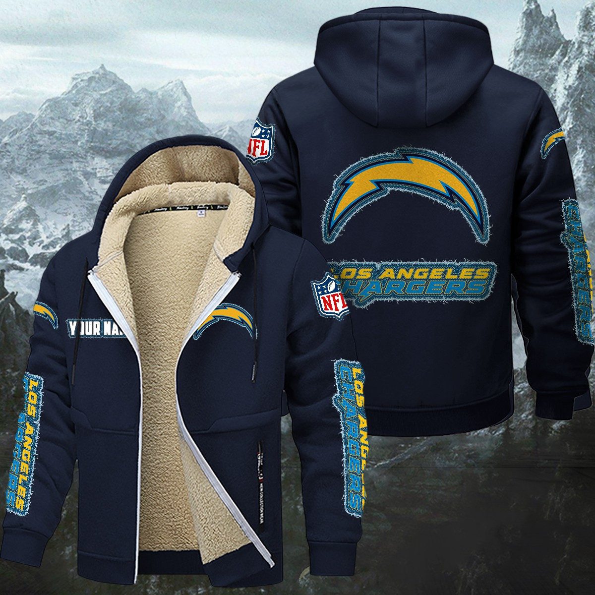Los Angeles Chargers Sherpa-Lined Zip Hoodie PB27YP1