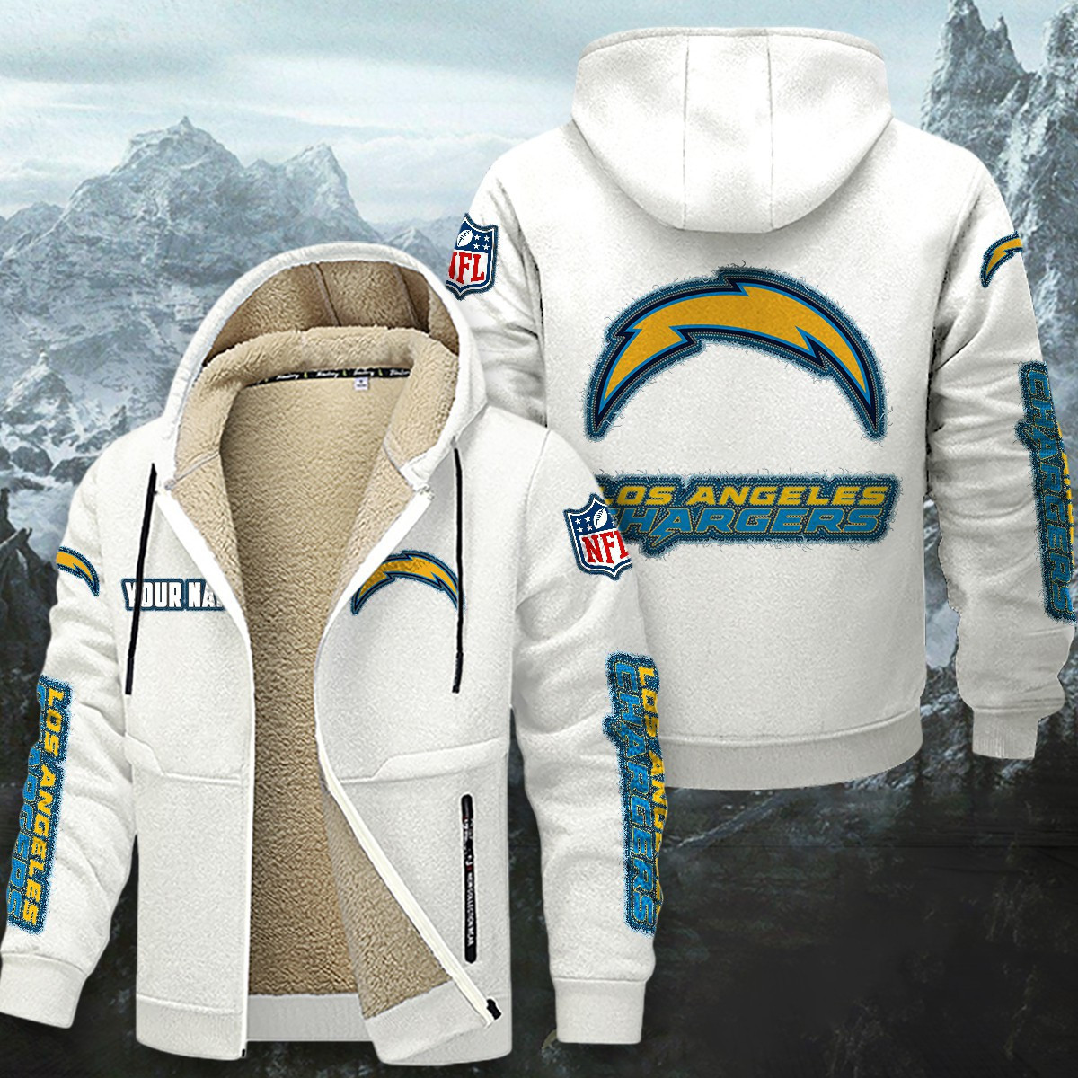 Los Angeles Chargers Sherpa-Lined Zip Hoodie PB27YP1
