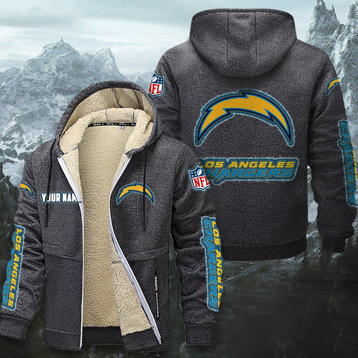 Los Angeles Chargers Sherpa-Lined Zip Hoodie PB27YP1