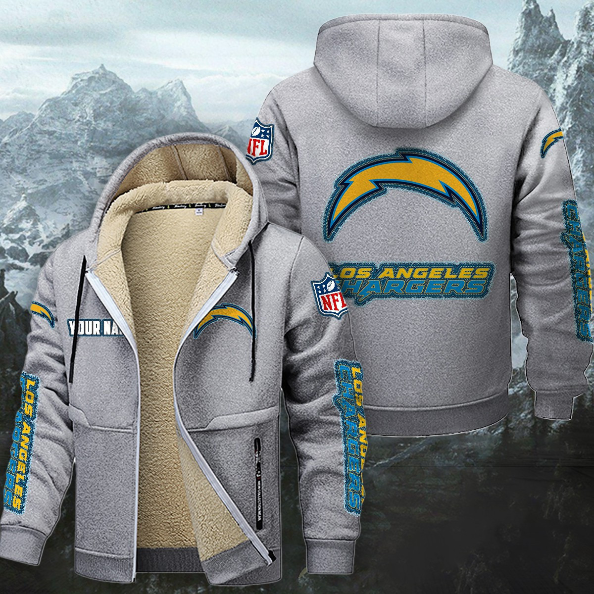 Los Angeles Chargers Sherpa-Lined Zip Hoodie PB27YP1