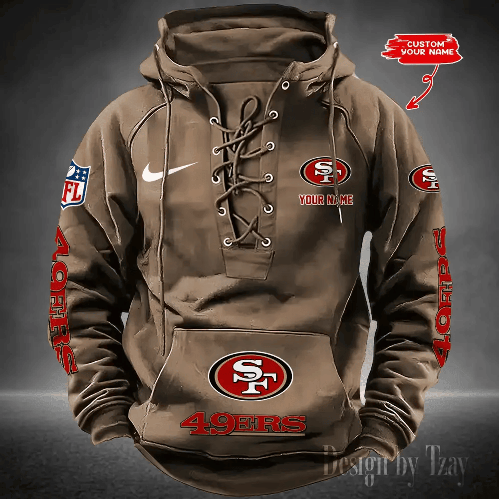 SPTS9HLUH092-San Francisco 49ers Men's Hooded Lace-up Hoodie