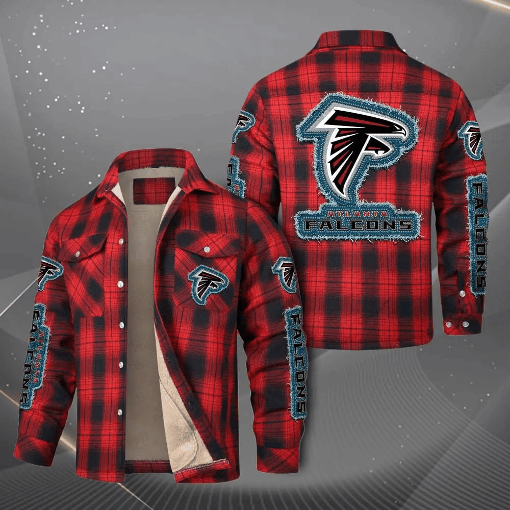 Atlanta Falcons Fleece Plaid Jacket Casual Loose Cotton Jacket S9FPJCJ024