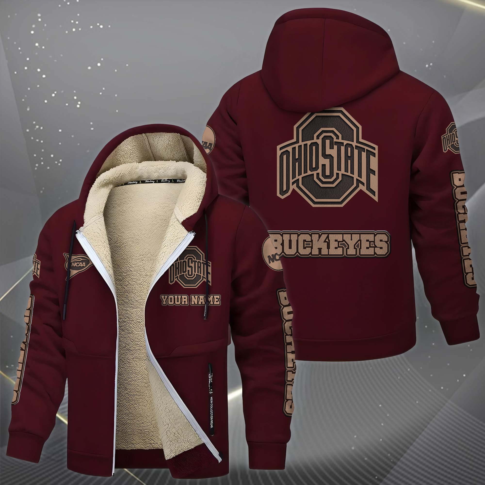 Ohio State Buckeyes Hoodie Zip Velvet Coat HU2M8
