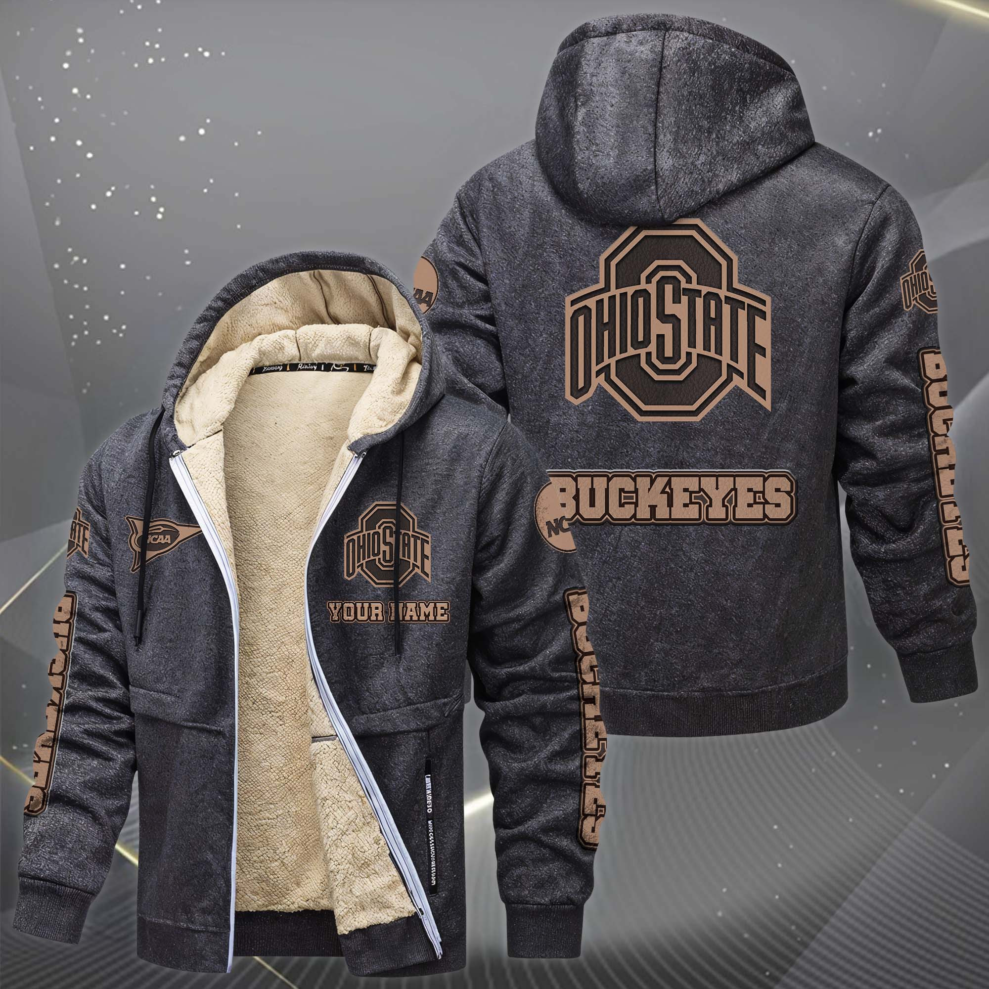 Ohio State Buckeyes Hoodie Zip Velvet Coat PB5WVDD
