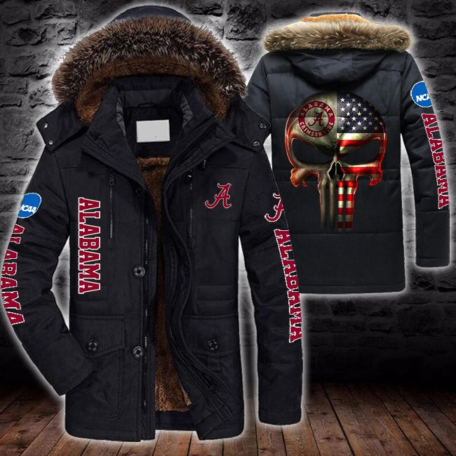 NCAA Alabama Crimson Tide American Punisher Skull Parka Jacket - LIMITED EDITION
