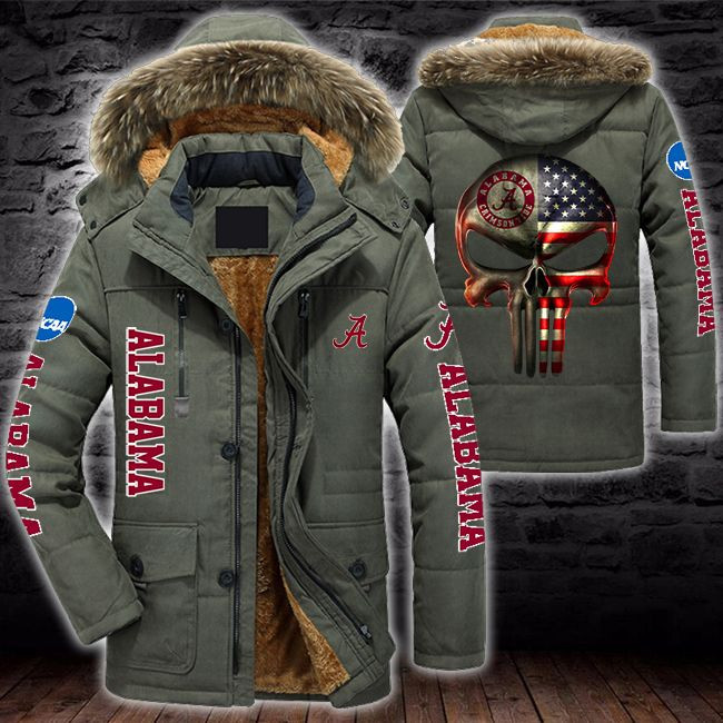 NCAA Alabama Crimson Tide American Punisher Skull Parka Jacket - LIMITED EDITION
