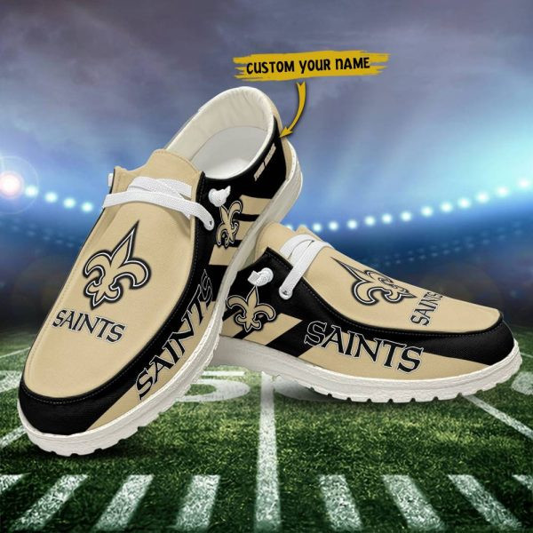 New Orleans Saints Personalized Moccasin Slippers - Hey Dude Shoes Style PB3G686
