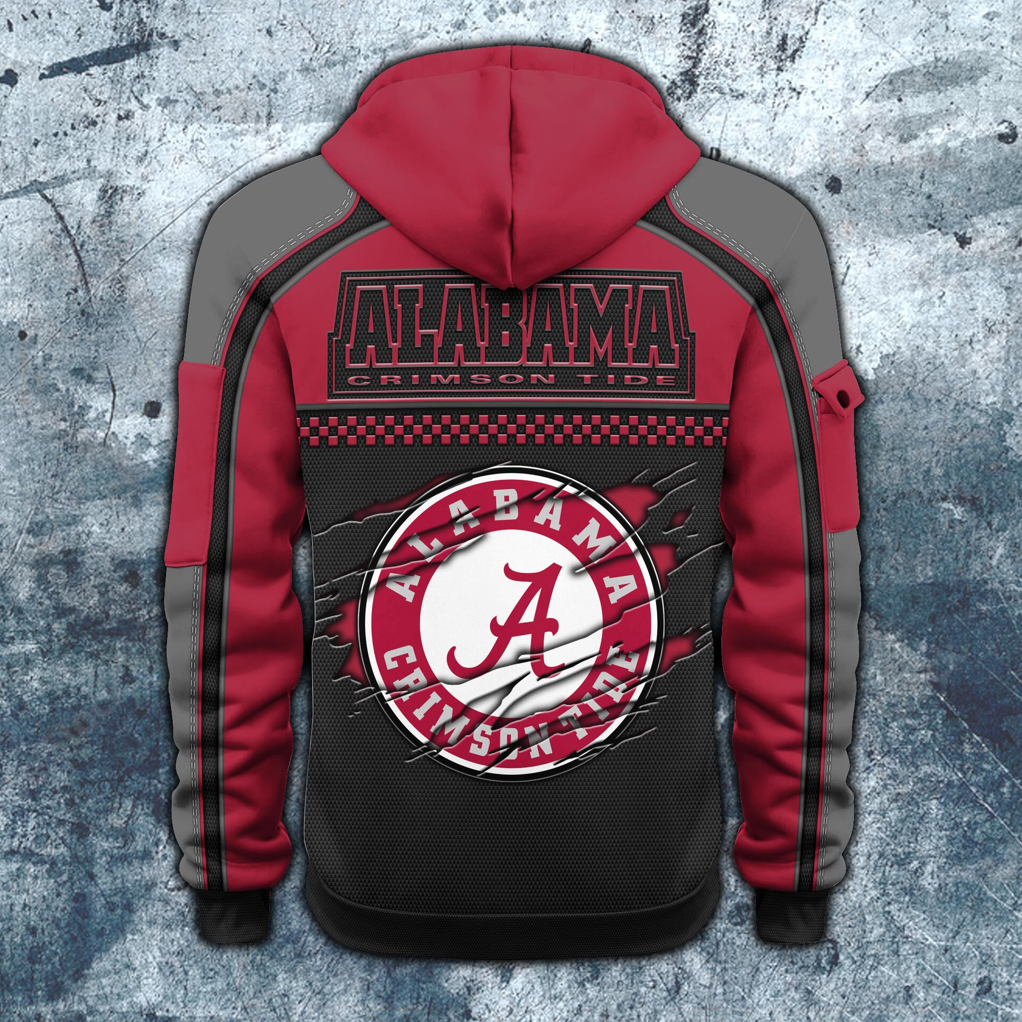 Alabama Crimson Tide Hoodie Half Zipper Custom Your Name, Sports 3D Half-zip Hoodie PB22IV7