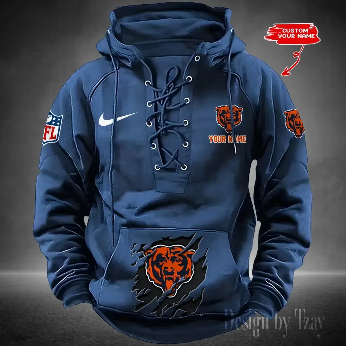 SPTS9HLUH006-Chicago Bears Men's Hooded Lace-up Hoodie