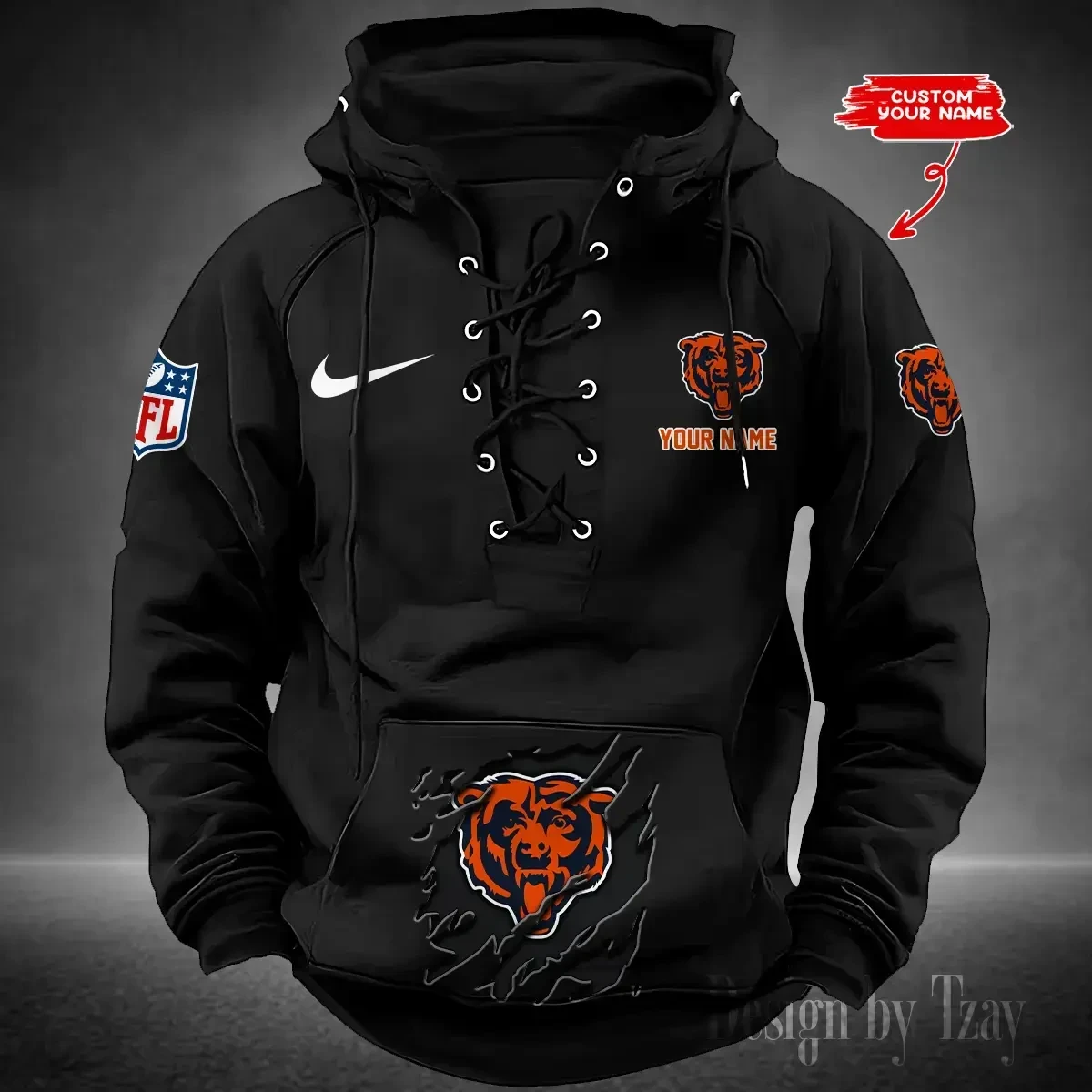 Chicago Bears Men's Hooded Lace-up Hoodie PBKU61L