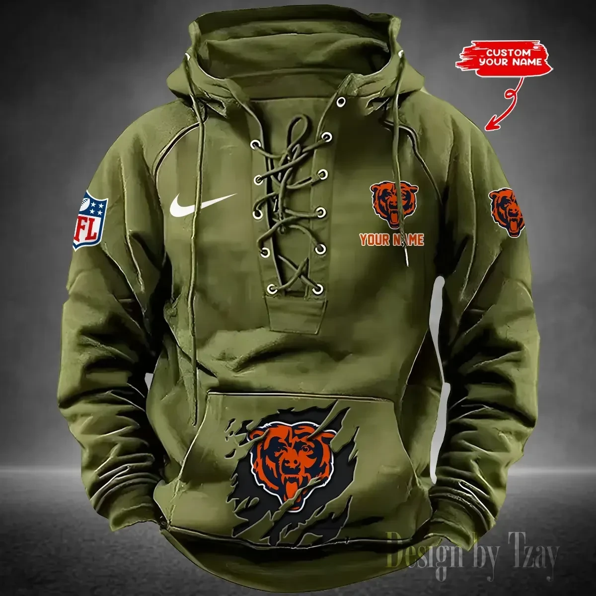 Chicago Bears Men's Hooded Lace-up Hoodie PBKU61L