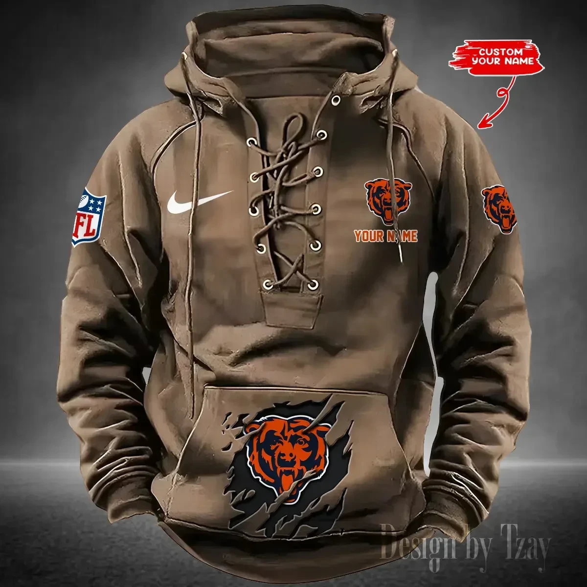 Chicago Bears Men's Hooded Lace-up Hoodie PBKU61L