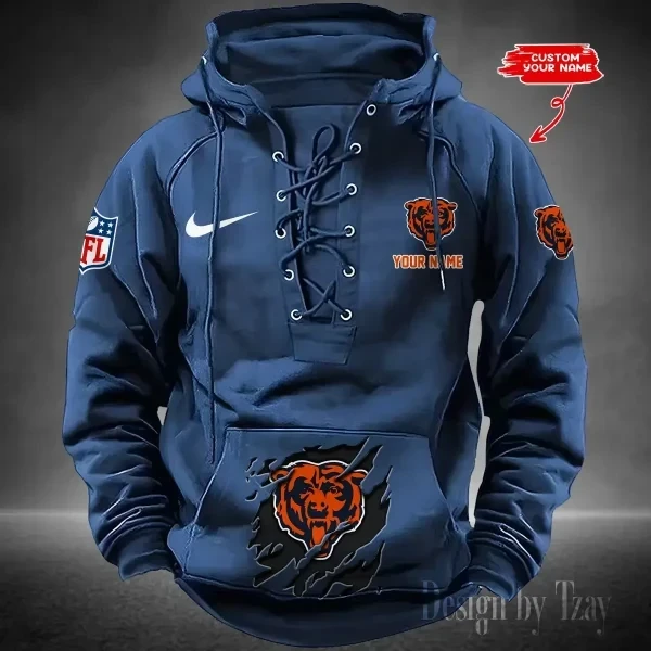 Chicago Bears Men's Hooded Lace-up Hoodie PBKU61L