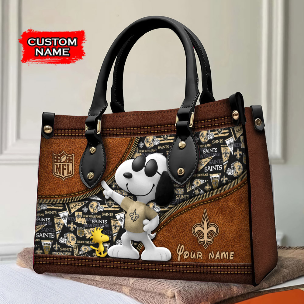 New Orleans Saints Personalized Leather Hand Bag PBWZNI7