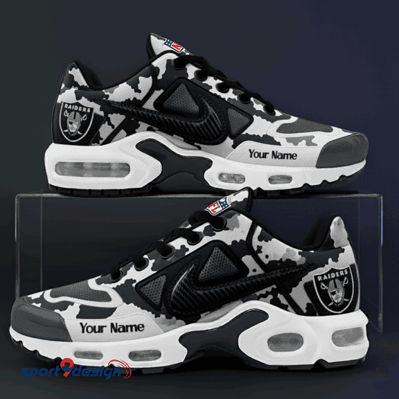 Las Vegas Raiders Custom Camo Print Athletic T-N Sneakers SPTTNSHOES083