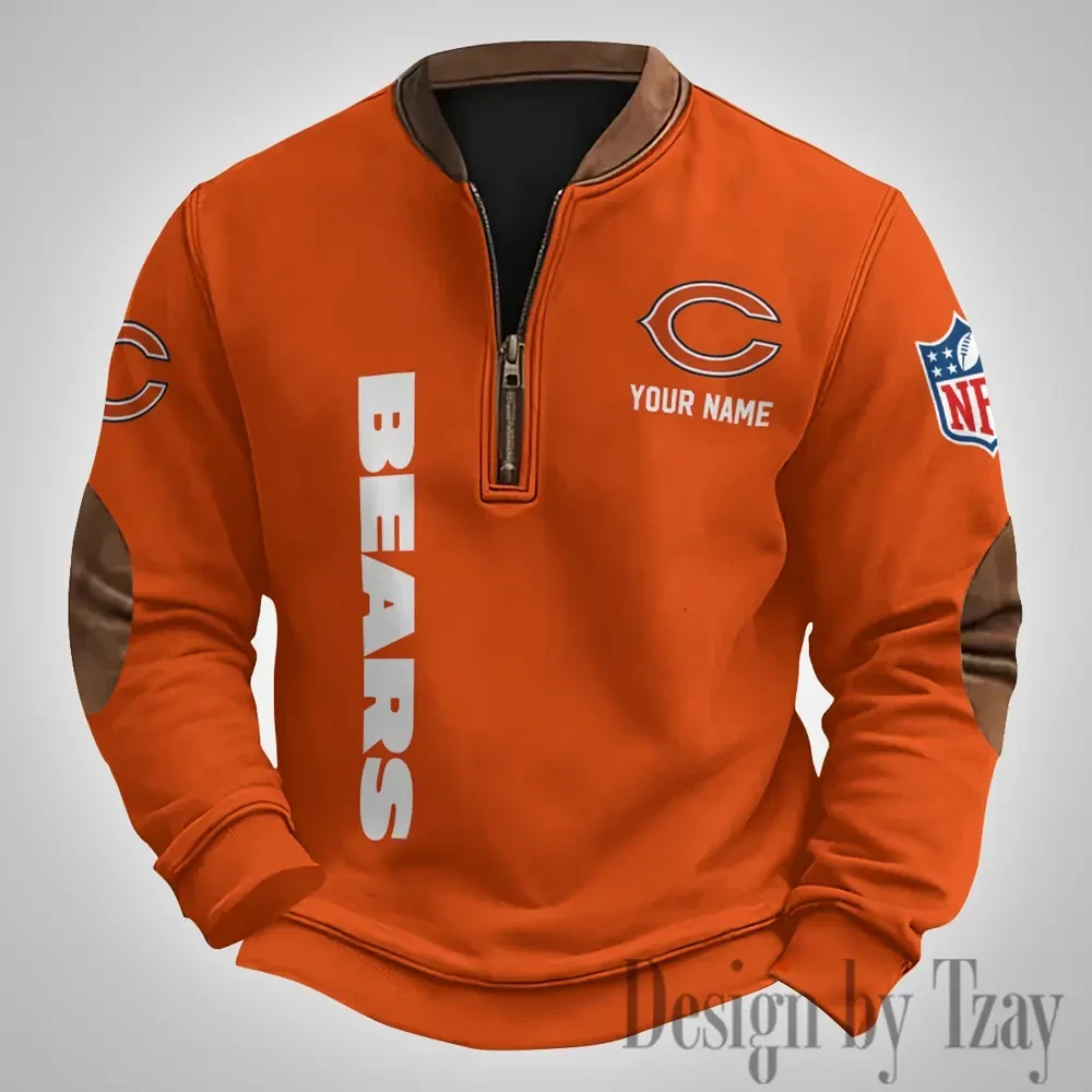 Chicago Bears Men's Vintage Zipper Stand Collar Sweatshirt S9MPZNS243