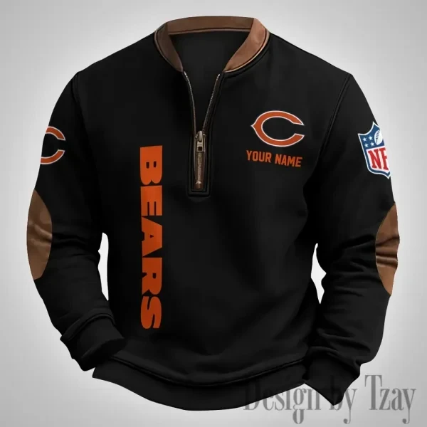 Chicago Bears Men's Vintage Zipper Stand Collar Sweatshirt PBEN5DY