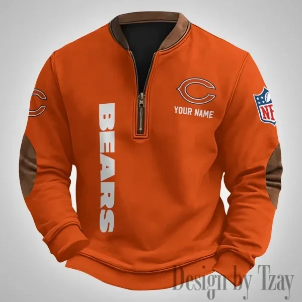 Chicago Bears Men's Vintage Zipper Stand Collar Sweatshirt PBEN5DY