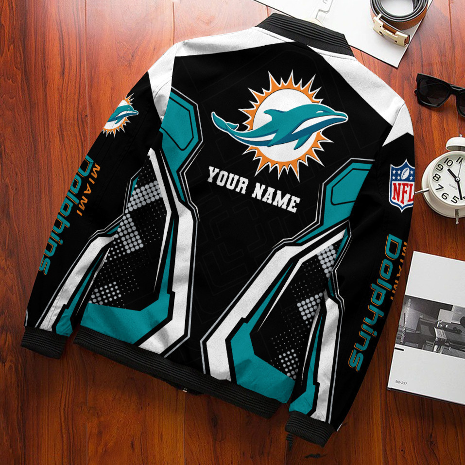 Miami Dolphins Personalized Bomber Jacket PBPU4E0