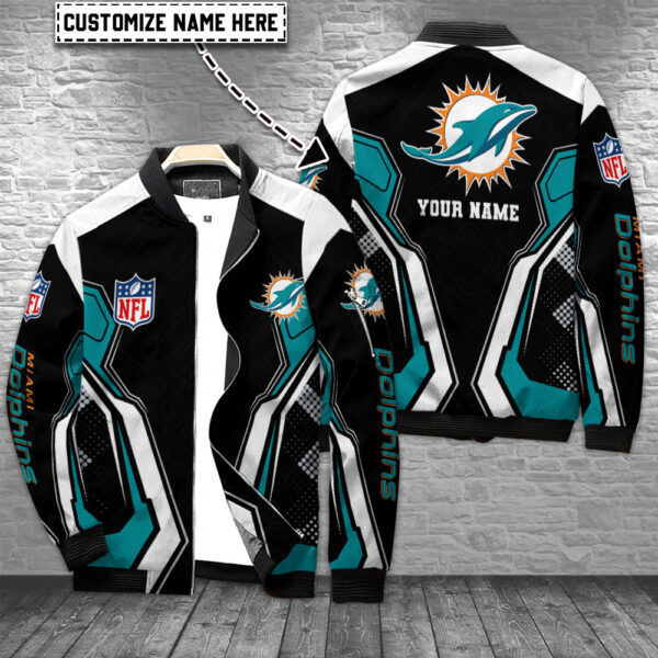 Miami Dolphins Personalized Bomber Jacket PBPU4E0