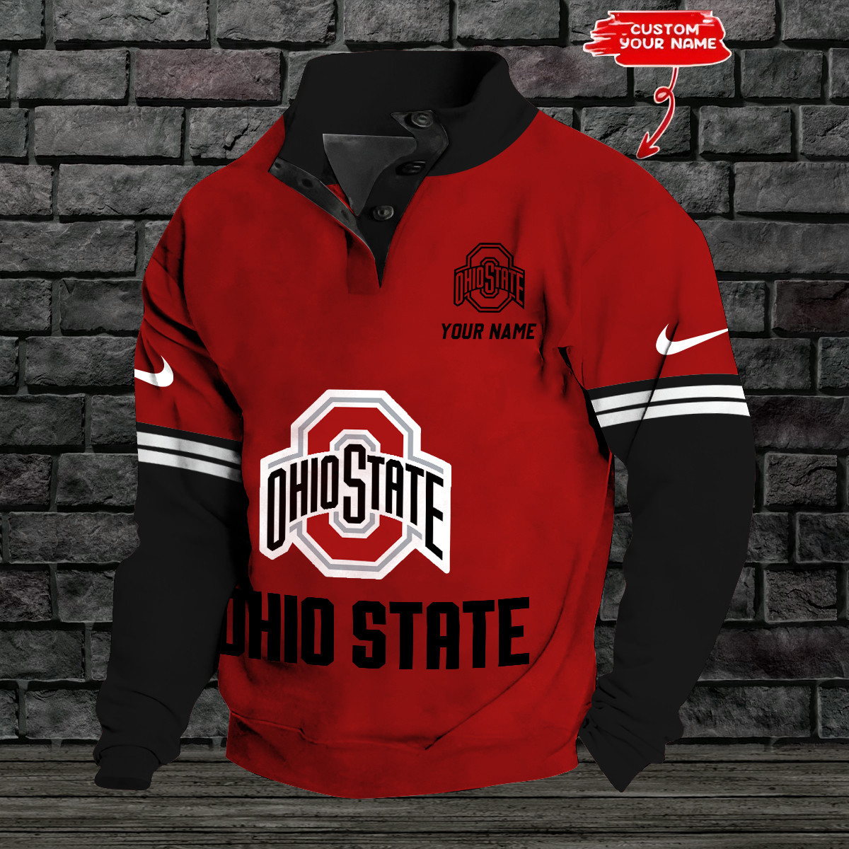Ohio State Buckeyes Double Breasted Stand Collar Hoodies OHIO874AS