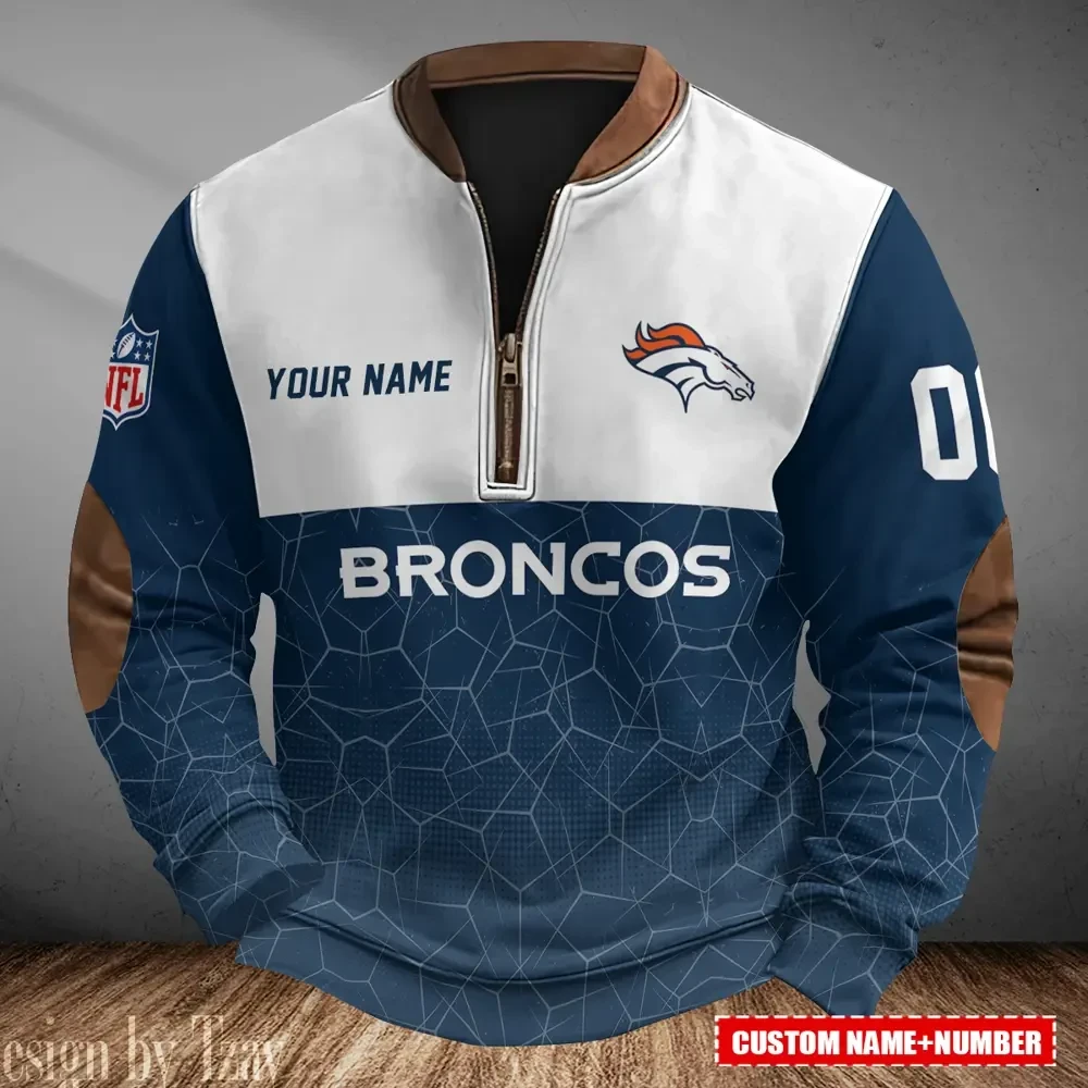 Denver Broncos Men's Vintage Zipper Stand Collar Sweatshirt S9MPZNS279