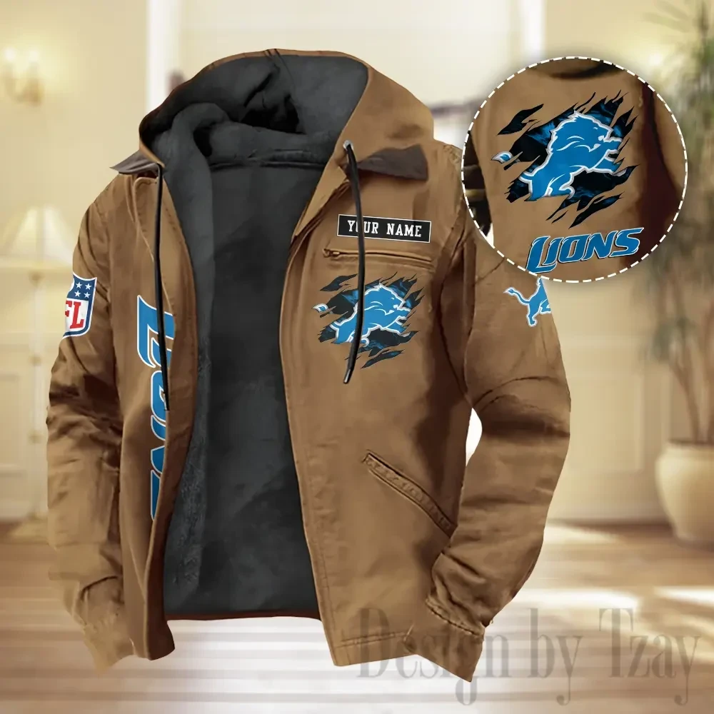 Detroit Lions Men Classic Badge Fleece-Lined Jacket PBVEHC0