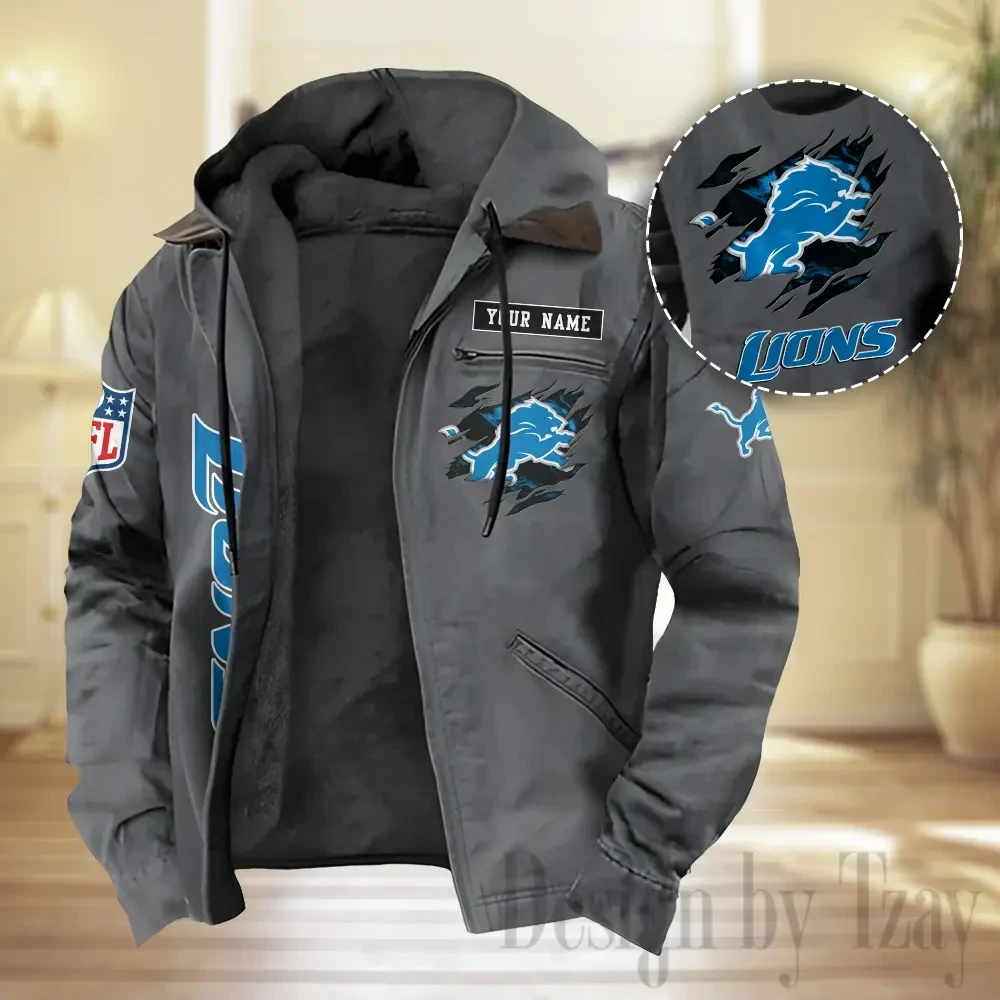 Detroit Lions Men Classic Badge Fleece-Lined Jacket PBVEHC0