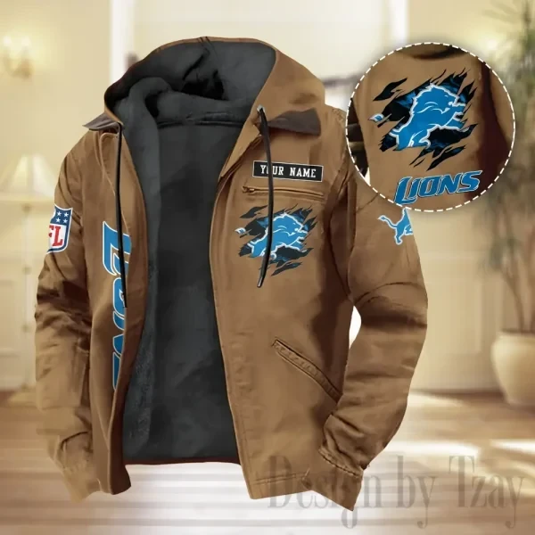 Detroit Lions Men Classic Badge Fleece-Lined Jacket PBVEHC0