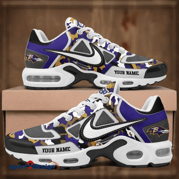 Baltimore Ravens Custom Camo Print Athletic T-N Sneakers SPTTNSHOES101