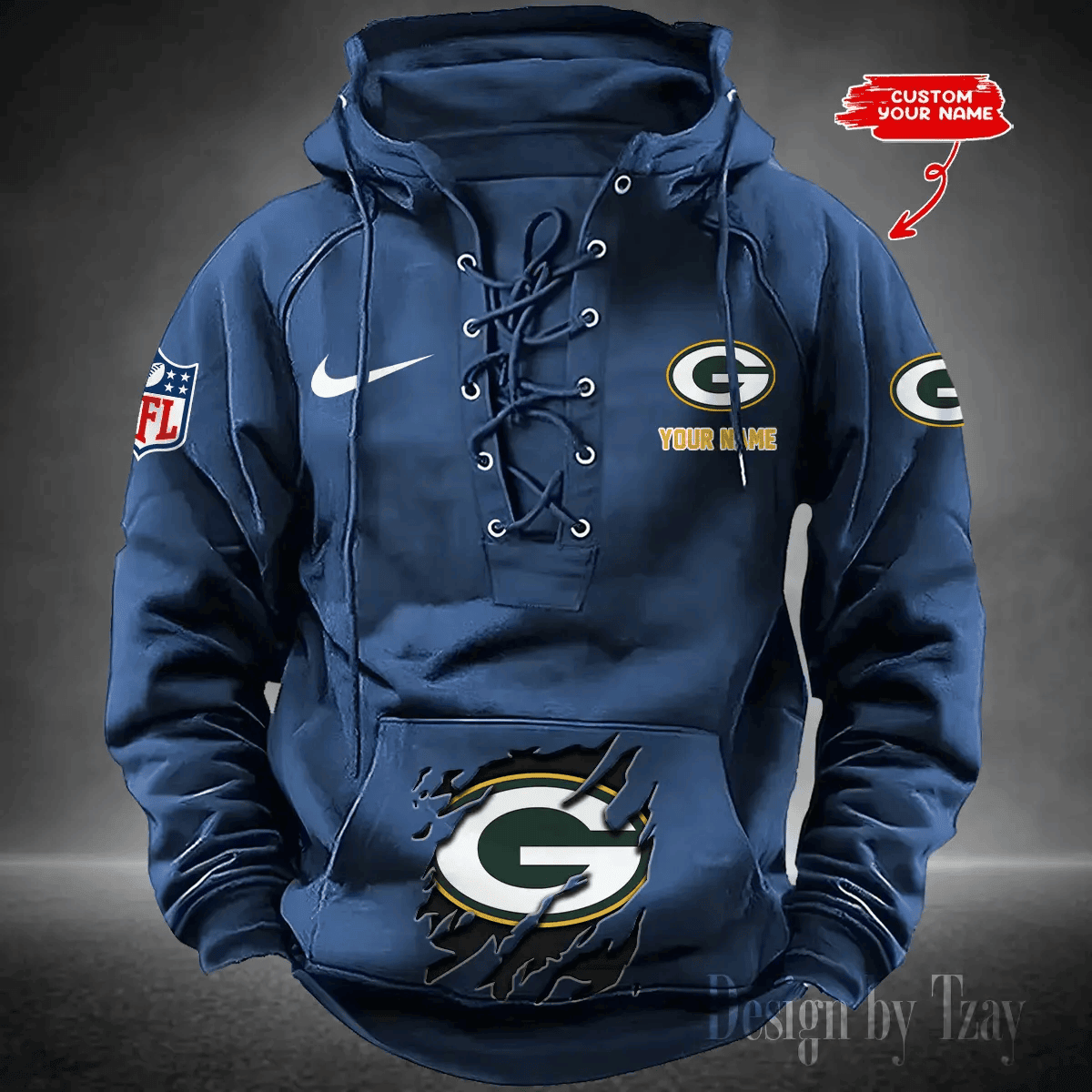 Green Bay Packers Men's Hooded Lace-up Hoodie PB0AFEE