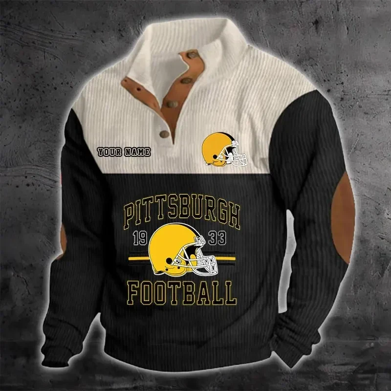 Pittsburgh Steelers S9DBSCH1195 Color Block Stand Collar Sweatshirt