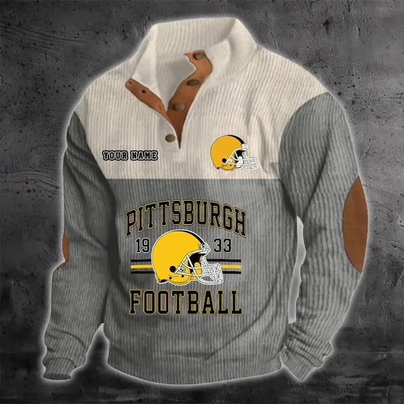 Pittsburgh Steelers Color Block Stand Collar Sweatshirt PBF5EWF