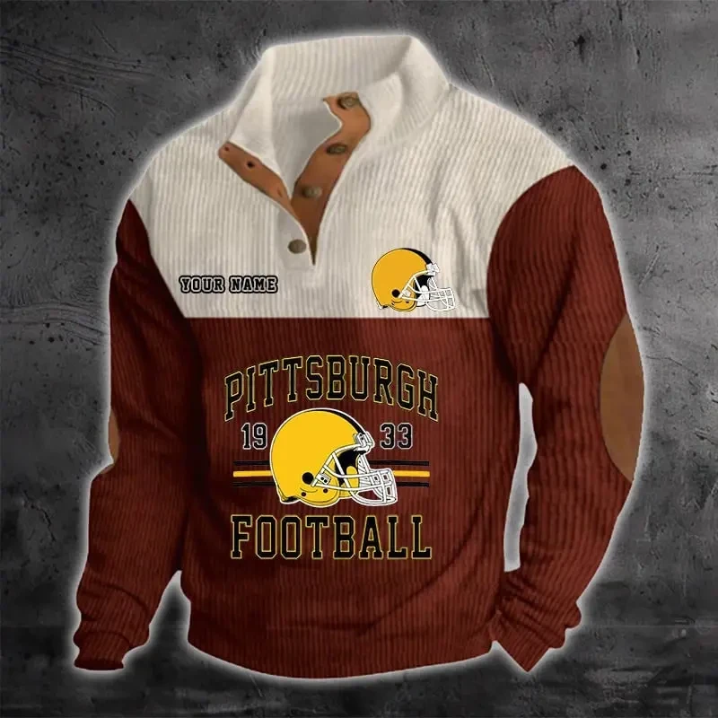 Pittsburgh Steelers Color Block Stand Collar Sweatshirt PBF5EWF