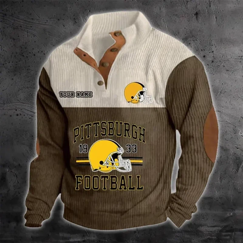 Pittsburgh Steelers Color Block Stand Collar Sweatshirt PBF5EWF