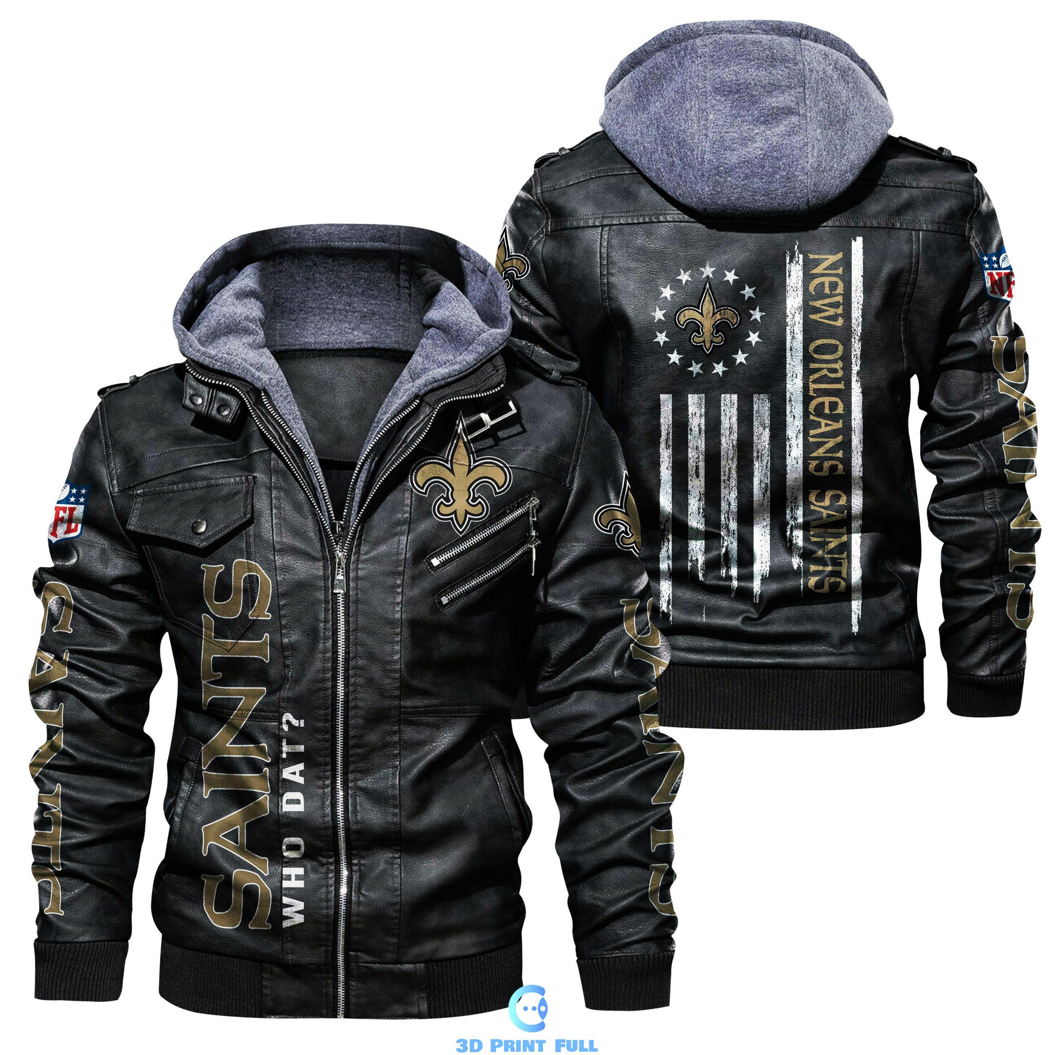 Buy New Orleans Saints HVKC269 Men's PU Leather Jacket Size S-3XL Jacket