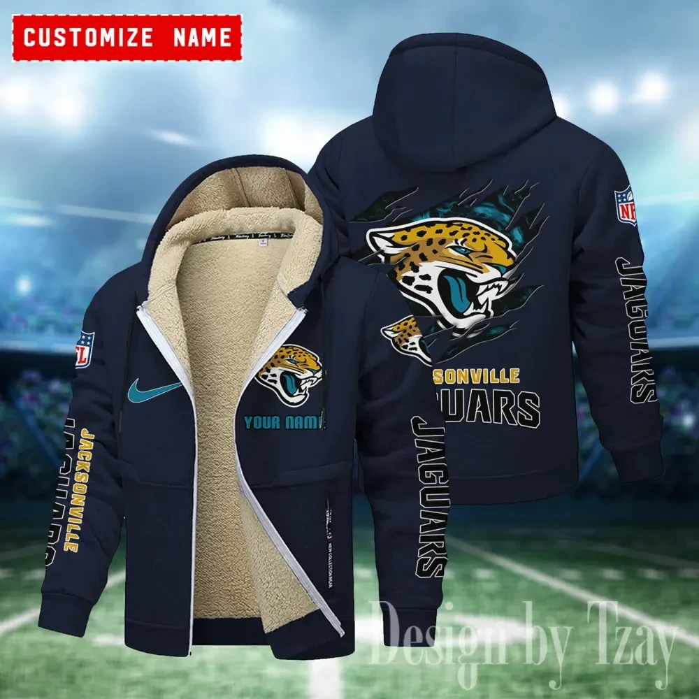 Jacksonville Jaguars Hoodies Zip Velvet Coat PB2KEDP