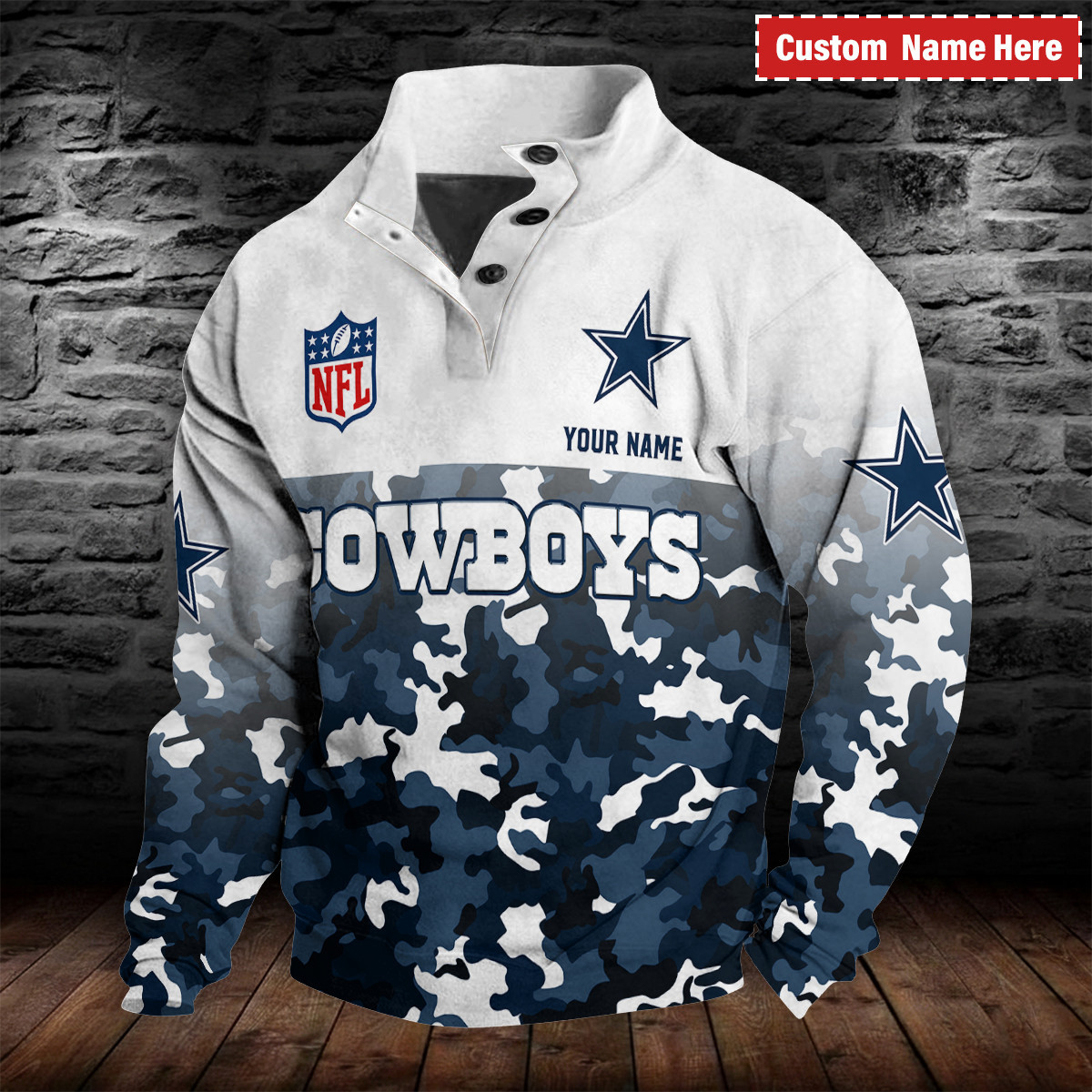 Dallas Cowboys NFL Half Button Long Sleeve Hoodie S9DBSCH122