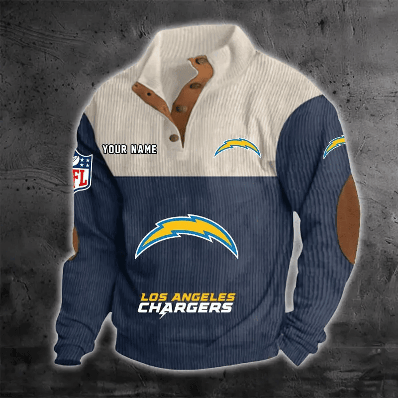 Los Angeles Chargers Color Block Stand Collar Sweatshirt PB6M882