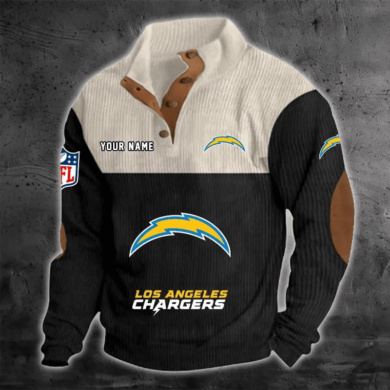 Los Angeles Chargers Color Block Stand Collar Sweatshirt PB6M882