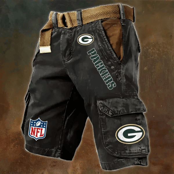 Green Bay Packers Pocket Print Cargo Shorts (Belt Not Included) PB3S21H