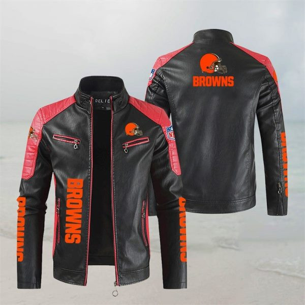 Cleveland Browns Stand Collar Leather Jacket PBFBE2V