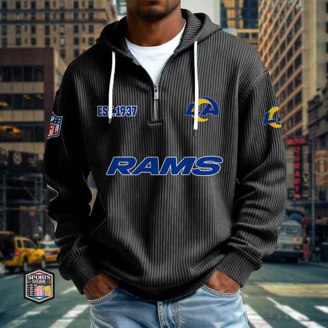 Los Angeles Rams Ribbed Texture Zipper Long Sleeve Hoodie SPTRTZLSH019