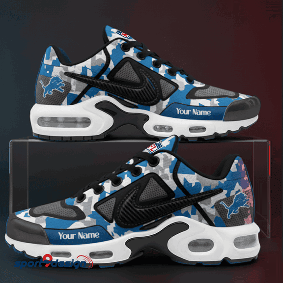 Detroit Lions Custom Camo Print Athletic T-N Sneakers SPTTNSHOES077