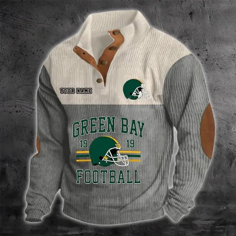 Green Bay Packers Color Block Stand Collar Sweatshirt PBN8O28