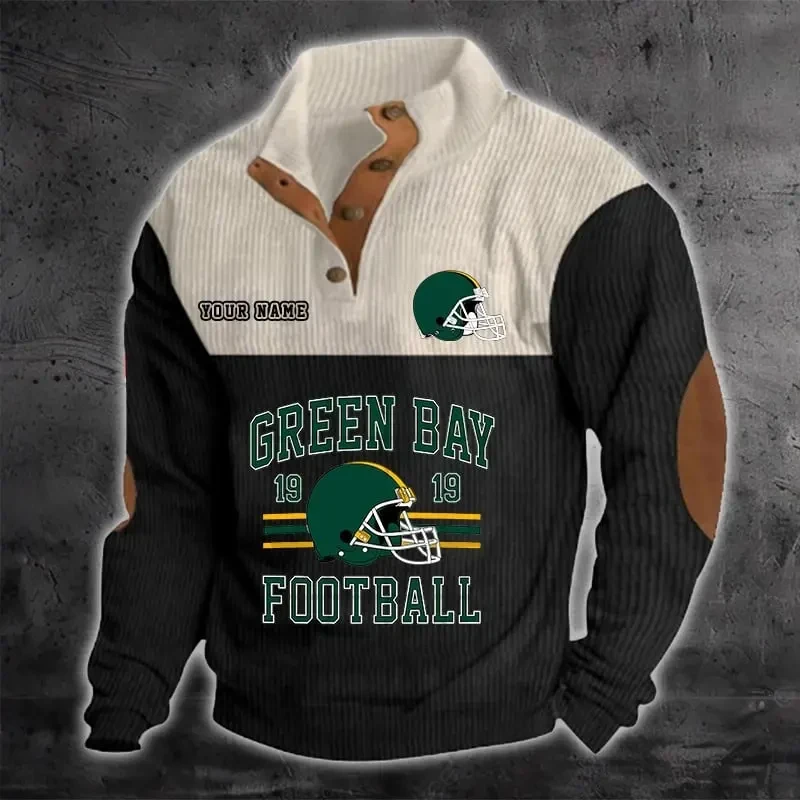 Green Bay Packers Color Block Stand Collar Sweatshirt PBN8O28