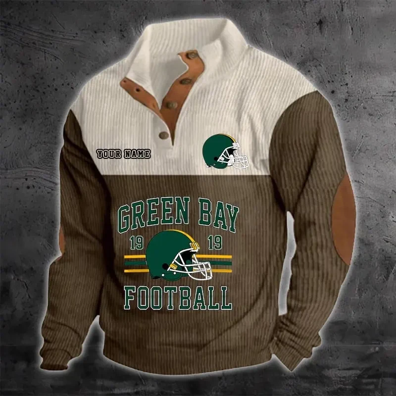 Green Bay Packers Color Block Stand Collar Sweatshirt PBN8O28