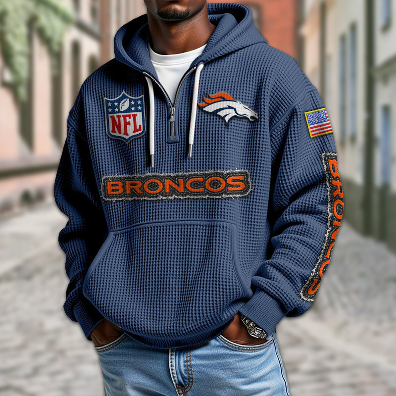 Denver Broncos DMKT0010 Waffle Half Zip Hoodie